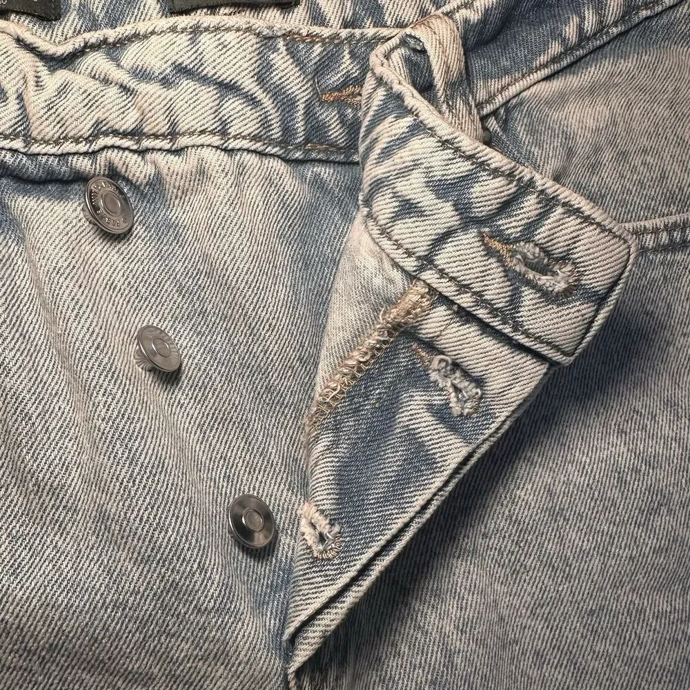 Wild Fable High Rise Denim Shorts Size 4 Distressed Button Fly 80s Mom Jeans